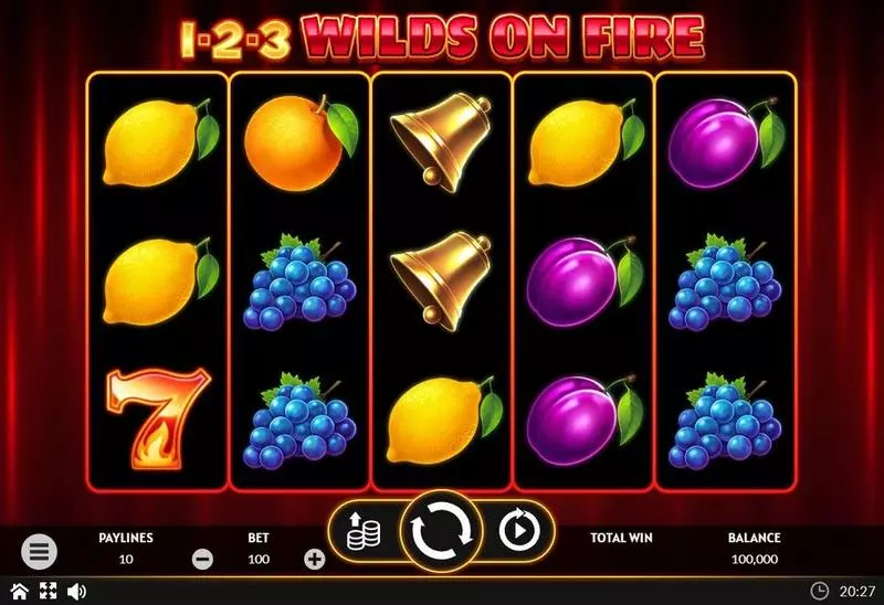 Play 1-2-3 Wilds on Fire Slot Main Screen Reels