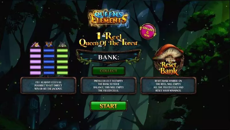 Play 1 Reel Queen Of The Forest Slot Introduction Screen