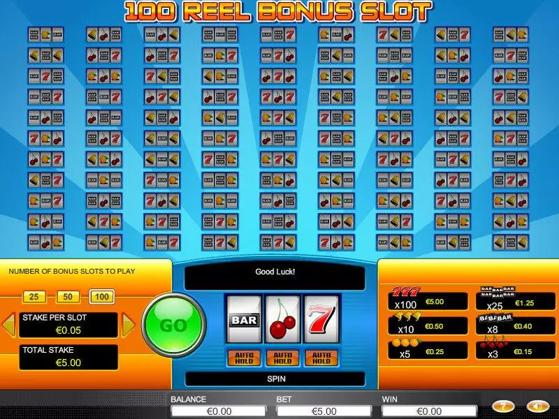 Play 100 Reel Bonus Slot Main Screen Reels