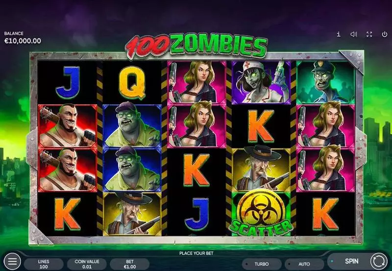 Play 100 Zombies Slot Main Screen Reels