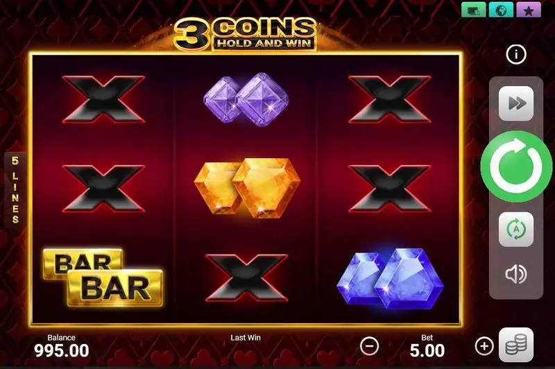 Play 3 Coins Slot Main Screen Reels