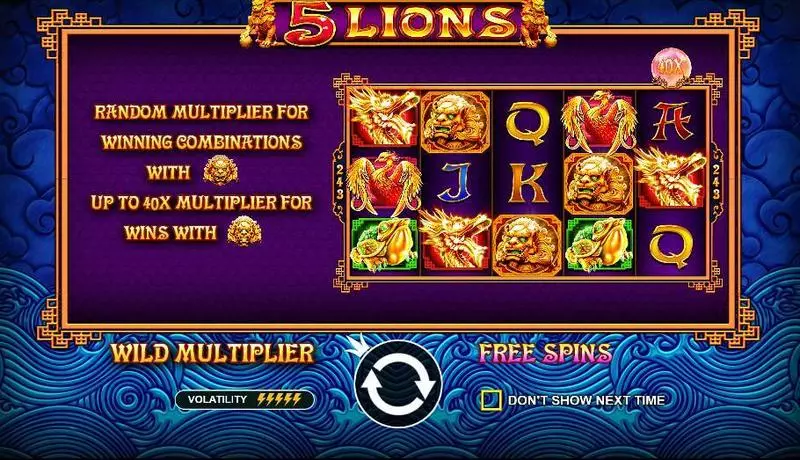 Play 5 Lions Slot Bonus 2