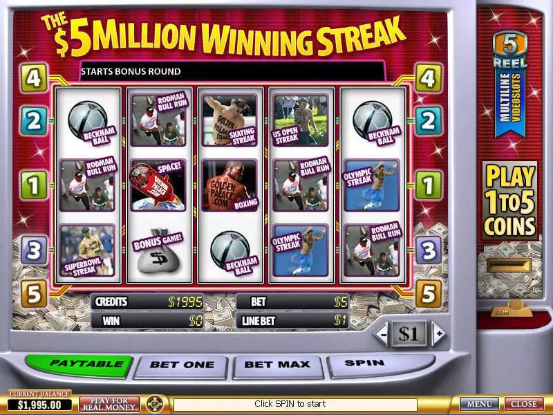 Play 5 Million Winning Streak Slot Main Screen Reels