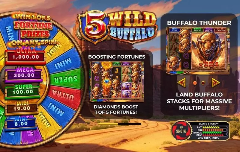Play 5 Wild Buffalo Slot Introduction Screen