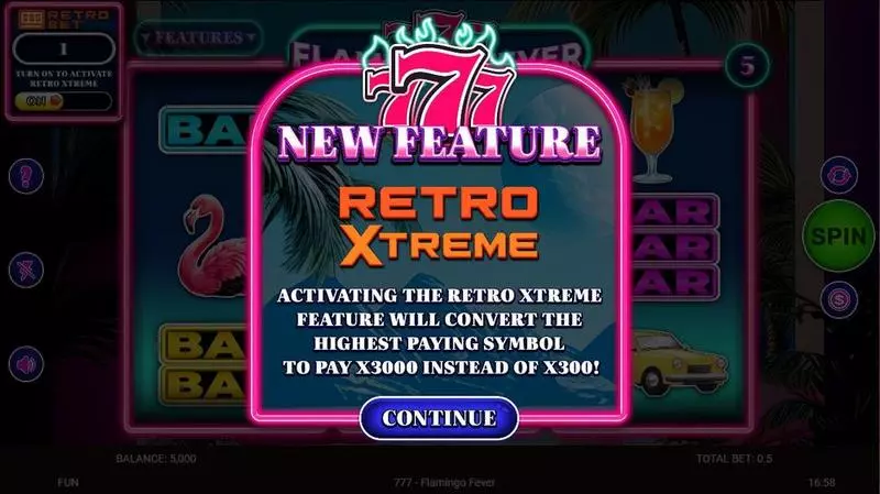 Play 777 – Flamingo Fever Slot Introduction Screen