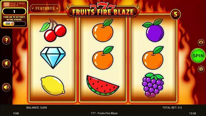 Play 777 – Fruits Fire Blaze Slot Main Screen Reels