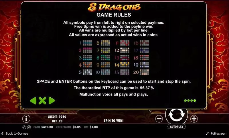 Play 8 Dragons Slot Info and Rules