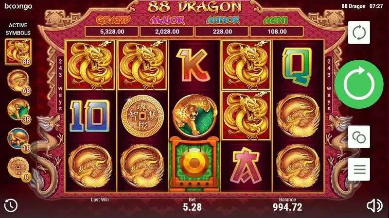 Play 88 Dragon Slot Main Screen Reels