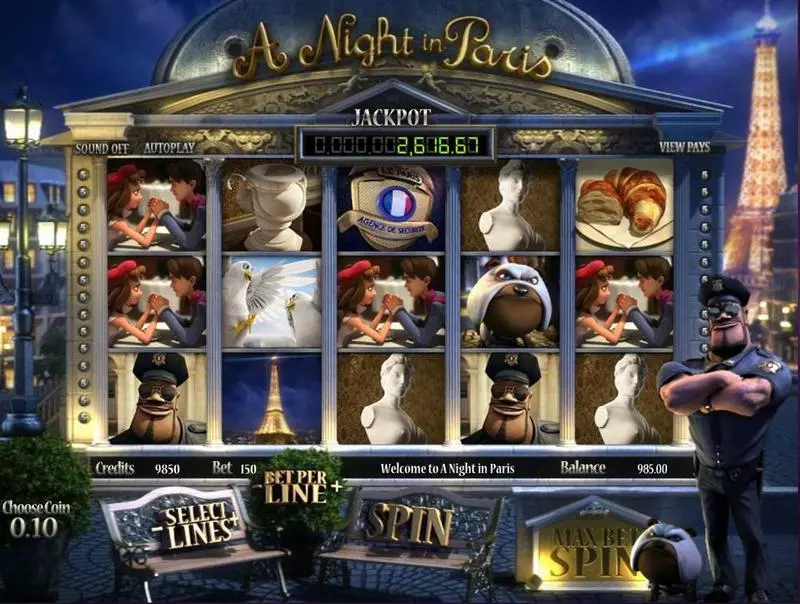 Play A night in Paris Slot Introduction Screen