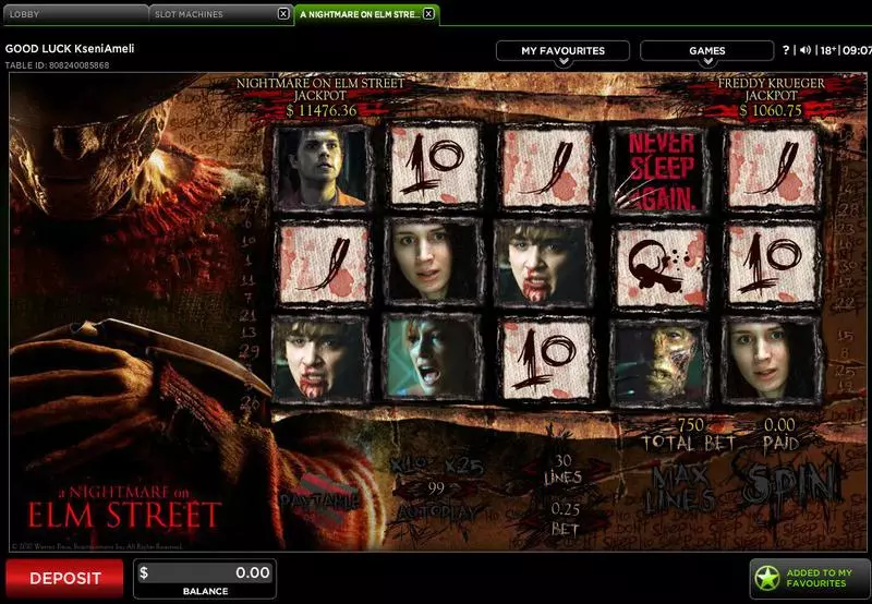 Play A Nightmare on Elm Street Slot Main Screen Reels