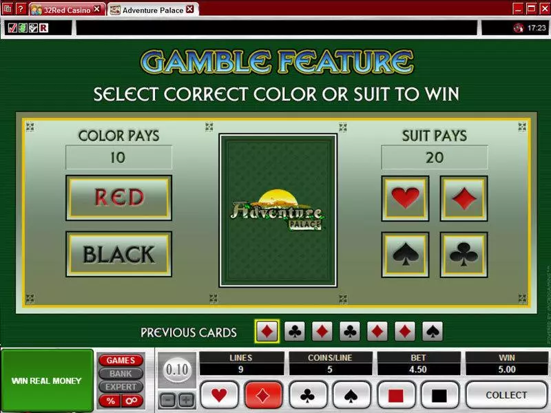 Play Adventure Palace Slot Gamble Screen