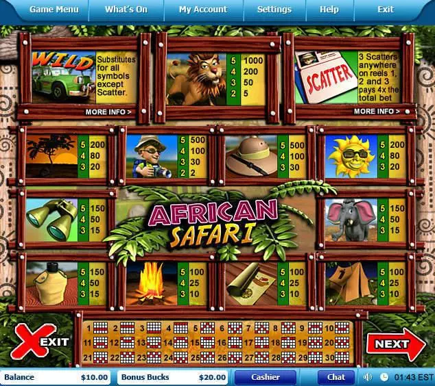 Play African Safari Slot Info and Rules