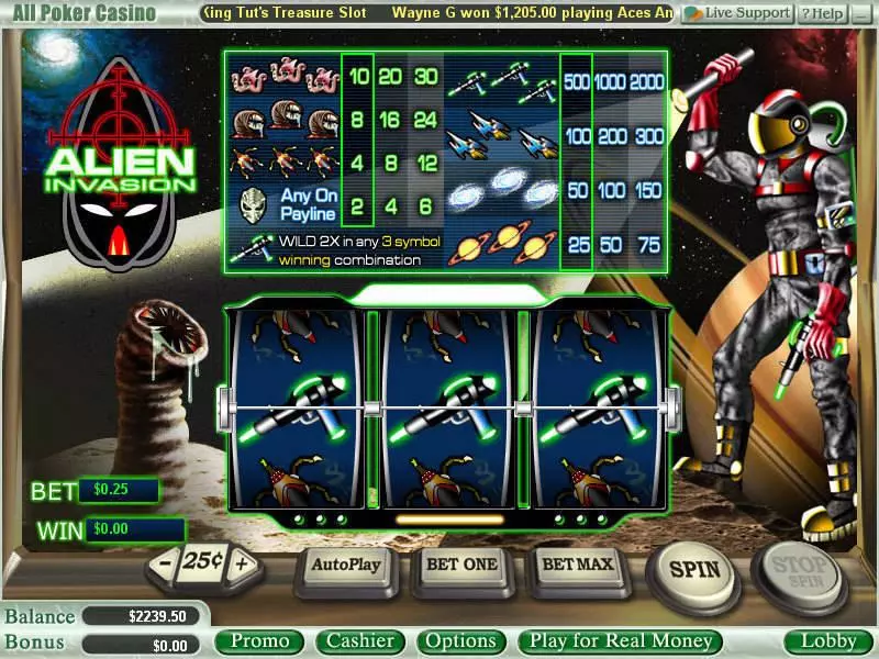 Play Alien Invasion Slot Main Screen Reels