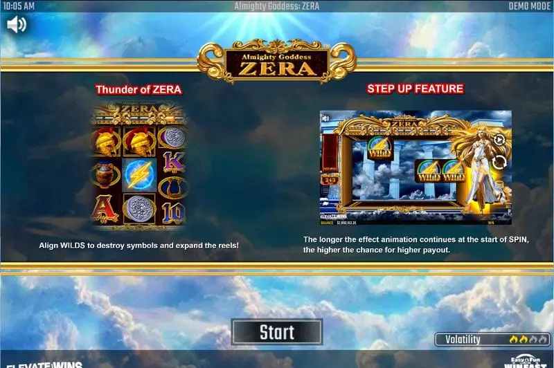 Play Almighty Goddess ZERA Slot Info and RulesIntroduction Screen