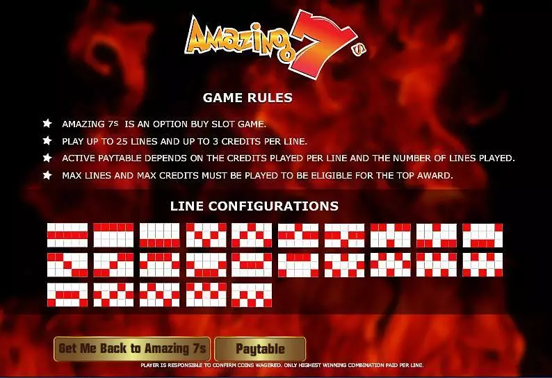 Play Amazing 7s Slot Info and Rules