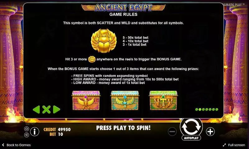 Play Ancient Egypt Slot Bonus 1