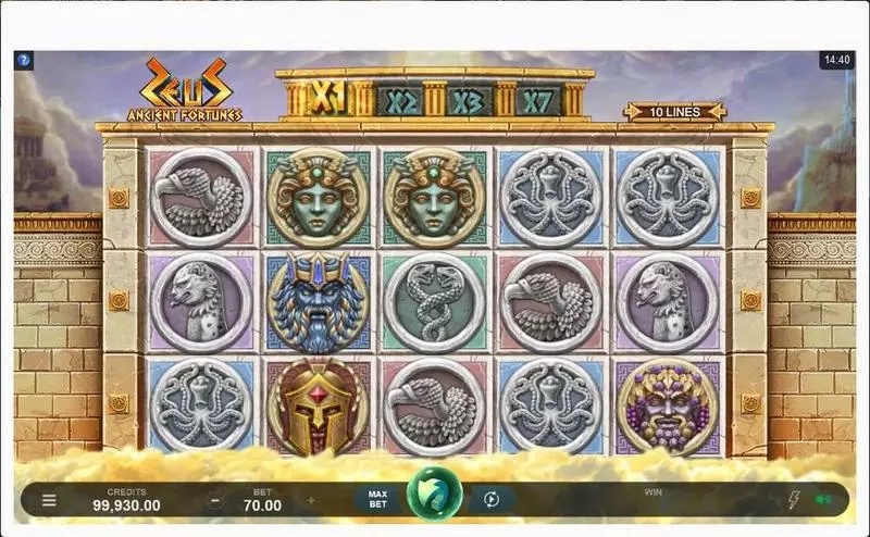 Play Ancient Fortunes: Zeus  Slot Main Screen Reels
