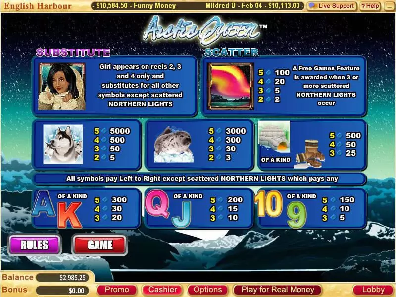 Play Arctic Queen Slot Info and Rules