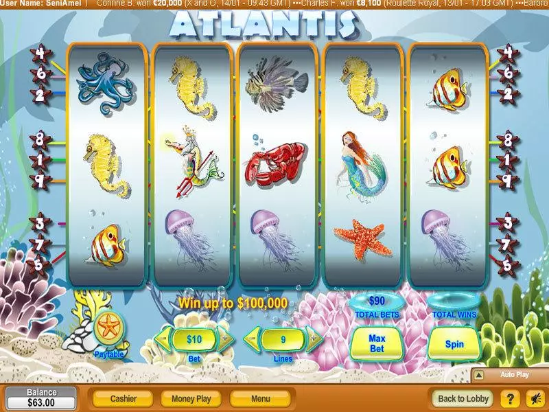 Play Atlantis Slot Main Screen Reels