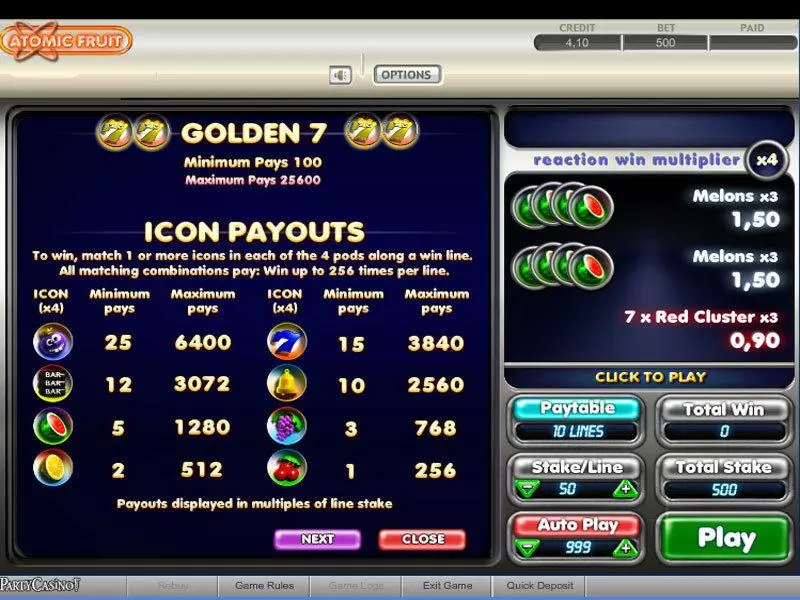 Play Atomic Fruit Slot Info and Rules