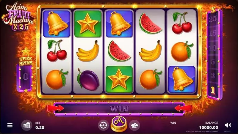Play Azino Fruit Machine x25 Slot Main Screen Reels
