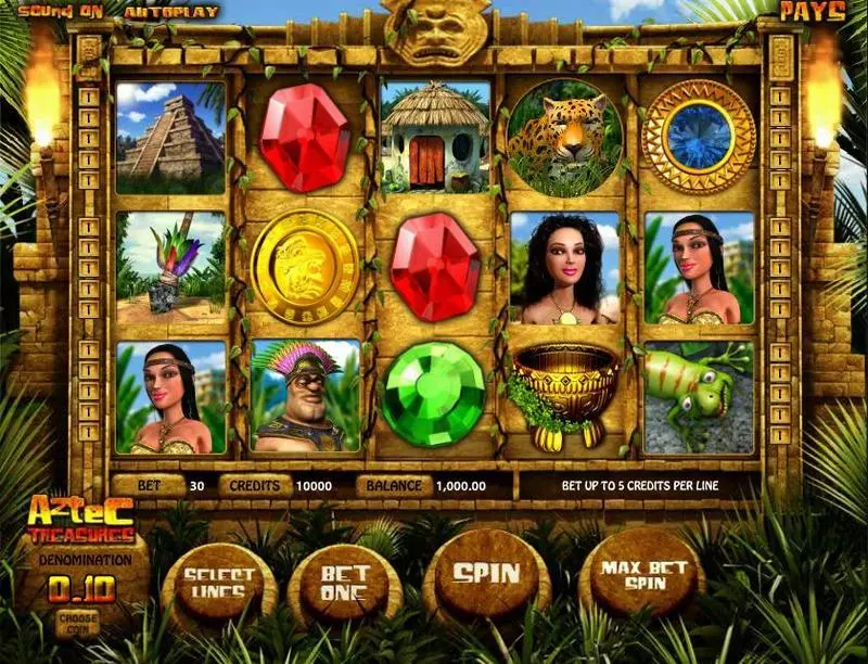 Play Aztec Treasures Slot Introduction Screen