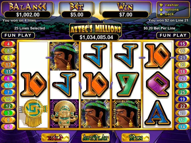 Play Aztec's Millions Slot Main Screen Reels