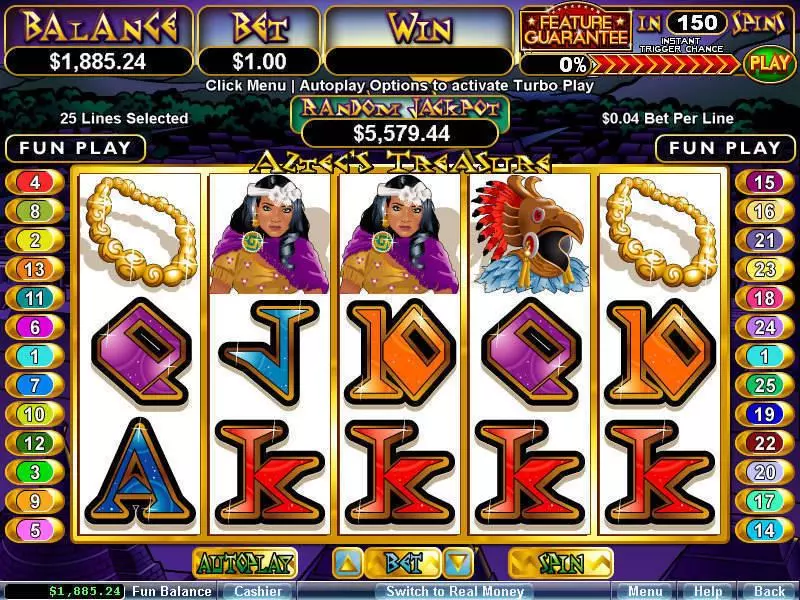 Play Aztec's Treasure Feature Guarantee Slot Main Screen Reels