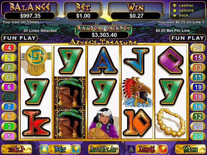 Play Aztec's Treasure Slot Main Screen Reels