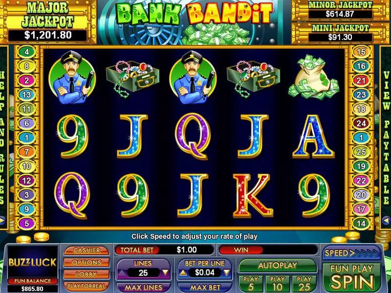 Play Bank Bandit Slot Main Screen Reels