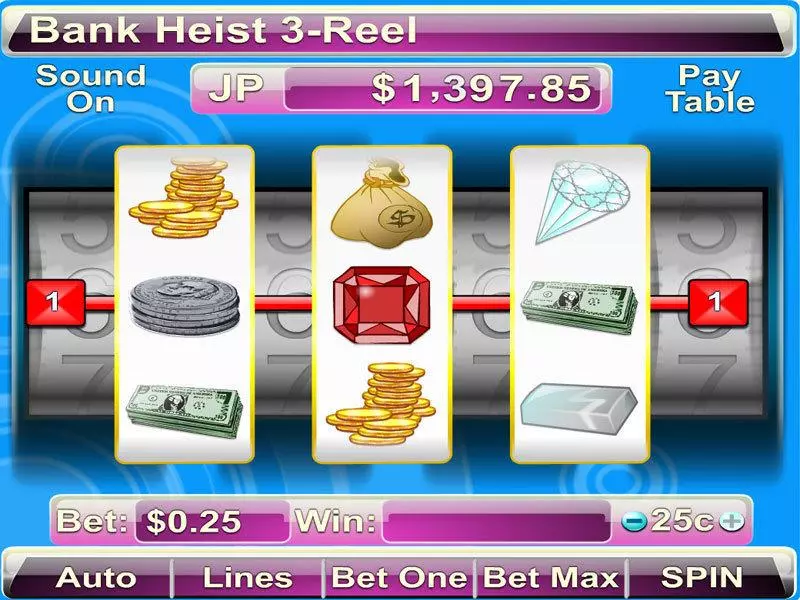 Play Bank Heist 3-reel Slot Main Screen Reels