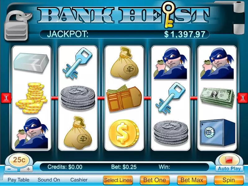 Play Bank Heist 5-reel Slot Main Screen Reels