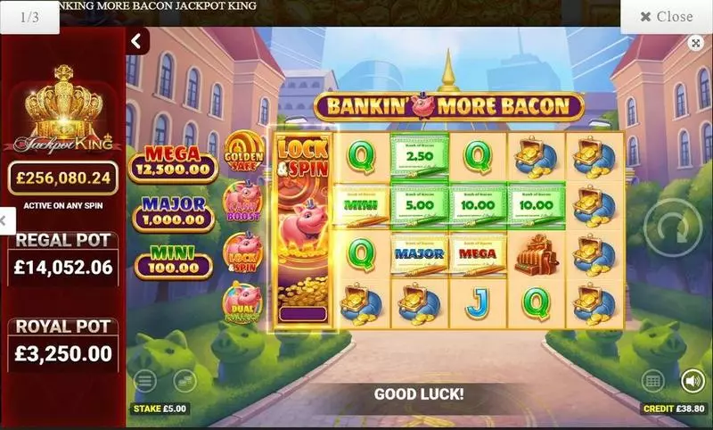 Play Bankin' more bacon Jackpot King Slot Introduction Screen
