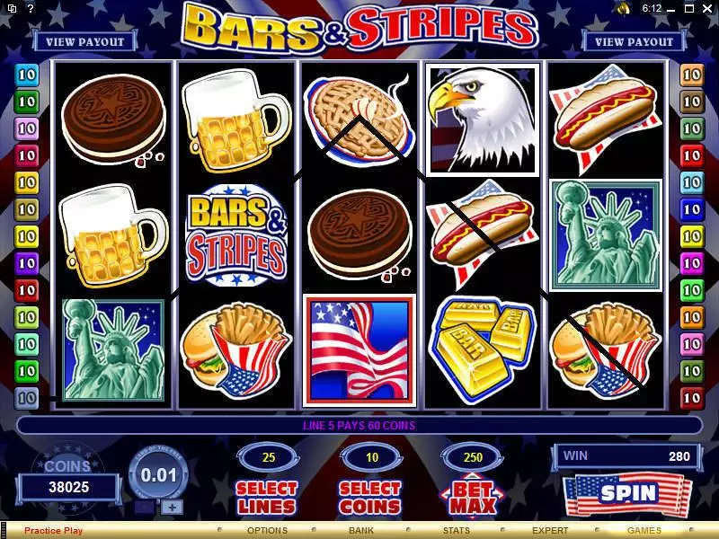 Play Bars and Stripes Slot Main Screen Reels