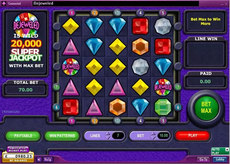 Play Bejeweled Slot Main Screen Reels