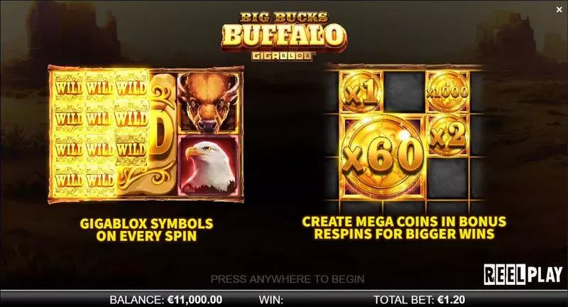 Play Big Bucks Buffalo GigaBlox Slot Info and Rules
