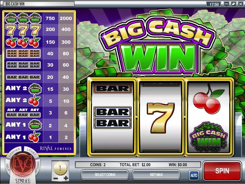 Play Big Cash Win Slot Main Screen Reels