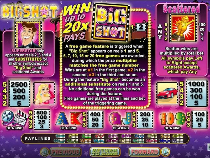 Play BigShot Slot Info and Rules