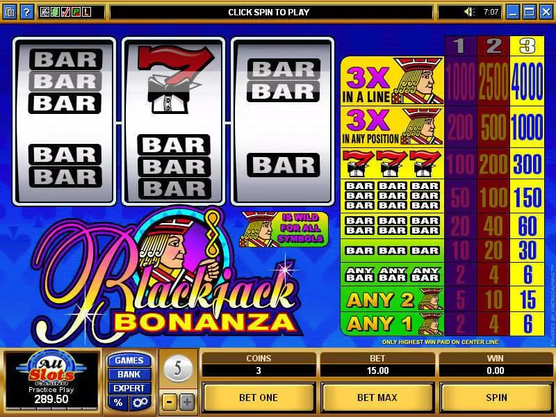 Play Blackjack Bonanza Slot Main Screen Reels