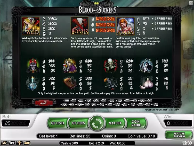 Play Blood Suckers Slot Info and Rules