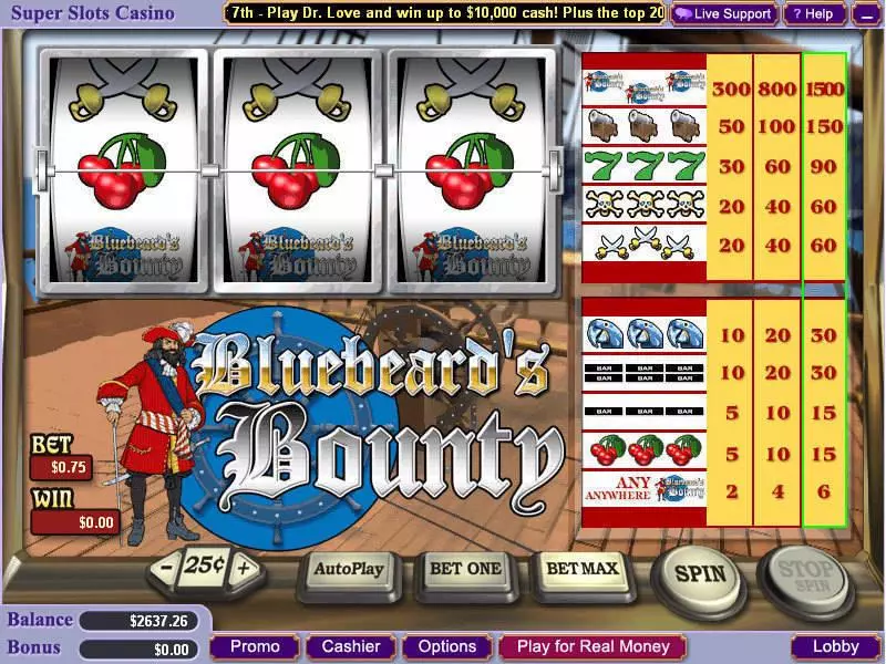 Play Bluebeard's Bounty Slot Main Screen Reels