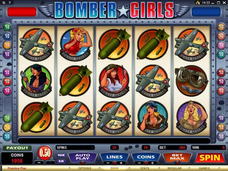 Play Bomber Girls Slot Main Screen Reels