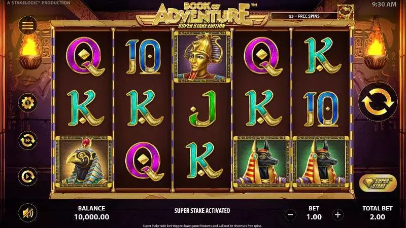 Play Book of Adventure: Super Stake Edition Slot Main Screen Reels