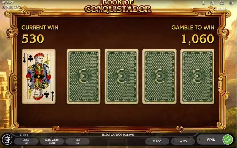 Play Book of Conquistador Slot Gamble Screen