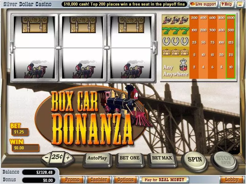 Play Box Car Bonanza Slot Main Screen Reels