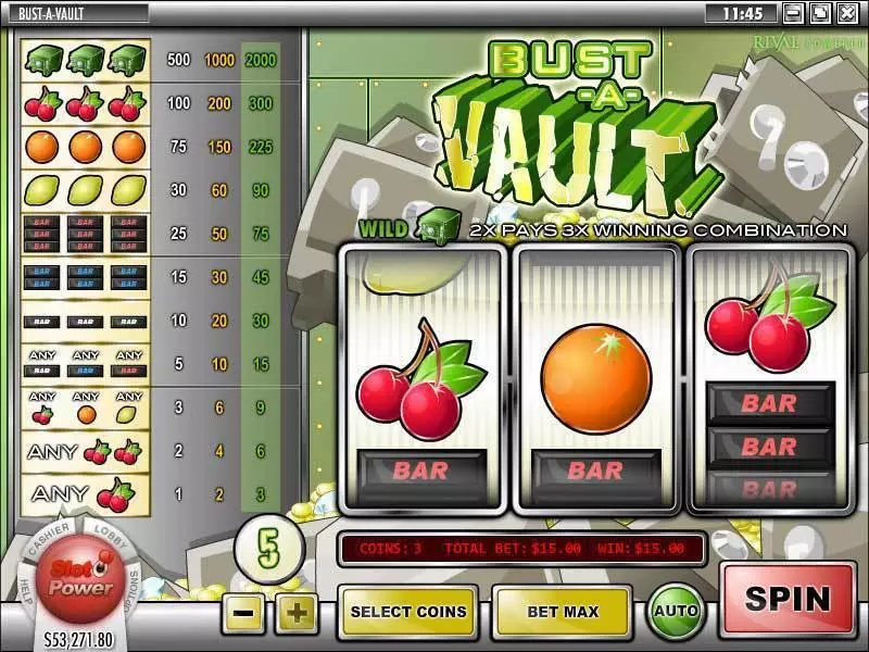 Play Bust-A-Vault Slot Main Screen Reels