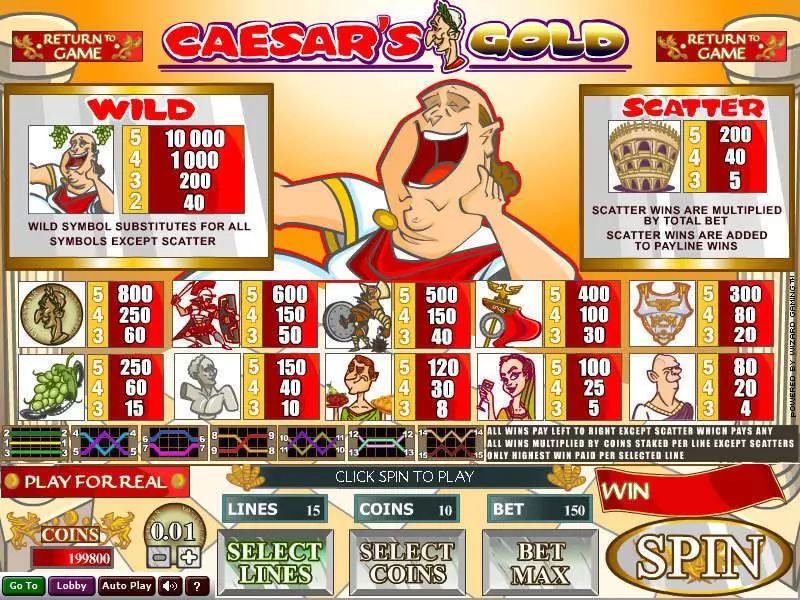 Play Caesar's Gold Slot Info and Rules