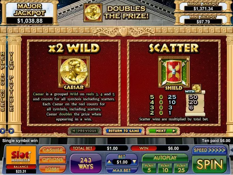 Play Caesar's Treasure Slot Info and Rules