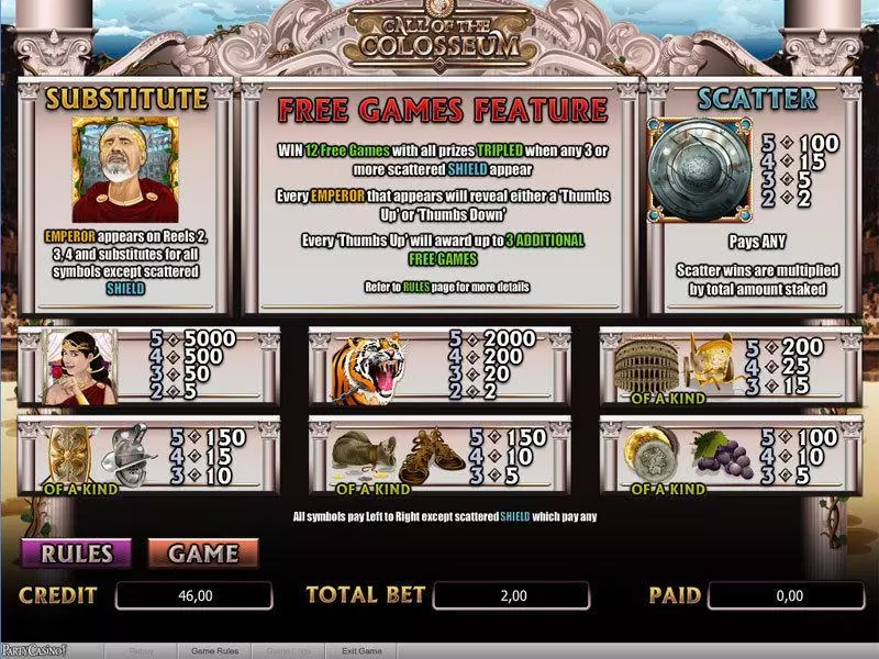 Play Call of the Colosseum Slot Info and Rules