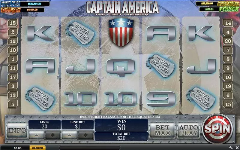 Play Captain America - The First Avenger Slot Main Screen Reels